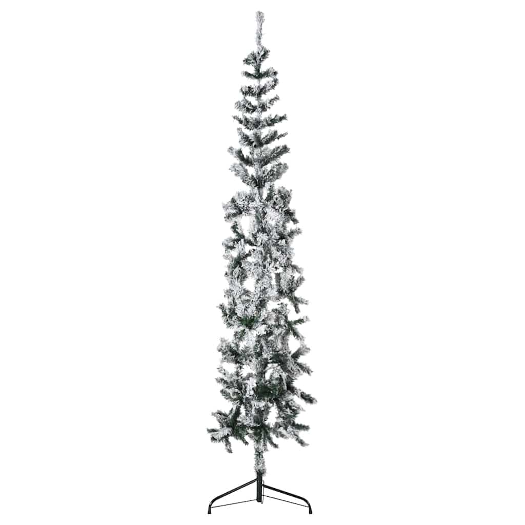Albero Natale Artificiale Sottile a MetÃ  Neve Fioccata 180 cm cod mxl 16141