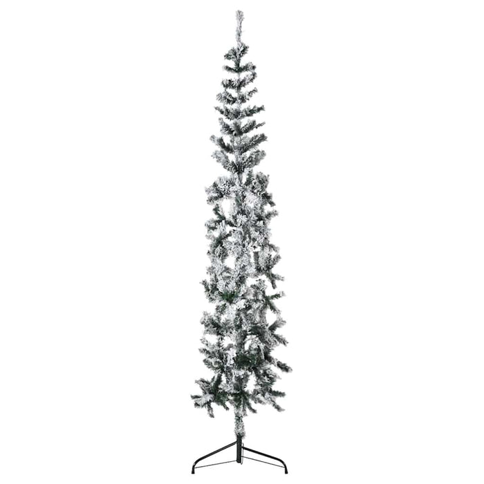 Albero Natale Artificiale Sottile a MetÃ  Neve Fioccata 180 cm cod mxl 16141