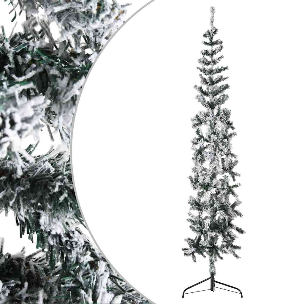 Albero Natale Artificiale Sottile a MetÃ  Neve Fioccata 180 cm cod mxl 16141