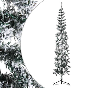 Albero Natale Artificiale Sottile a MetÃ  Neve Fioccata 180 cm cod mxl 16141