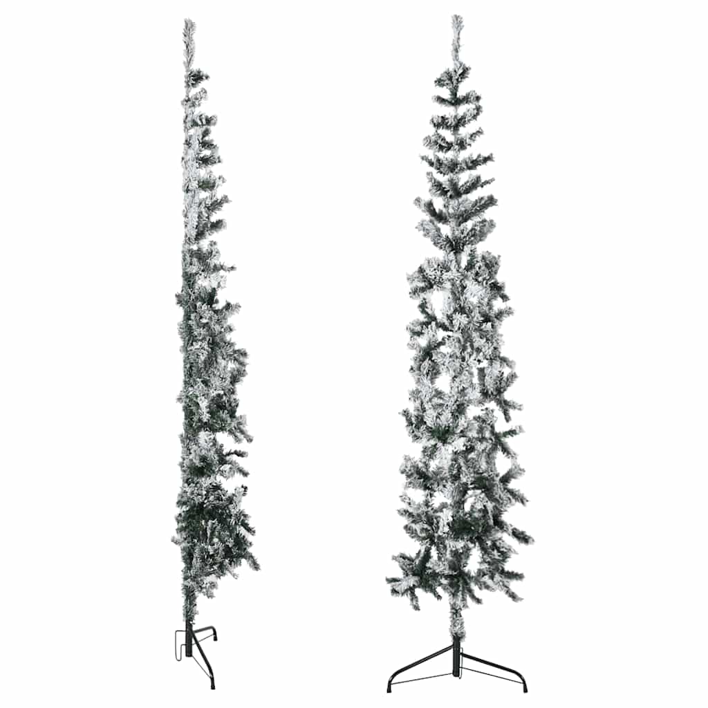 Albero Natale Artificiale Sottile a Metà Neve Fioccata 180 cm 344606