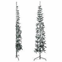 Albero Natale Artificiale Sottile a Metà Neve Fioccata 180 cm 344606