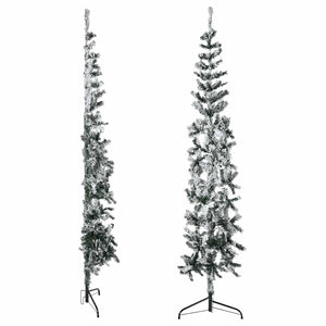 Albero Natale Artificiale Sottile a MetÃ  Neve Fioccata 180 cm cod mxl 16141