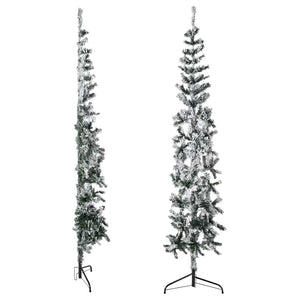 Albero Natale Artificiale Sottile a Metà Neve Fioccata 210 cm 344607