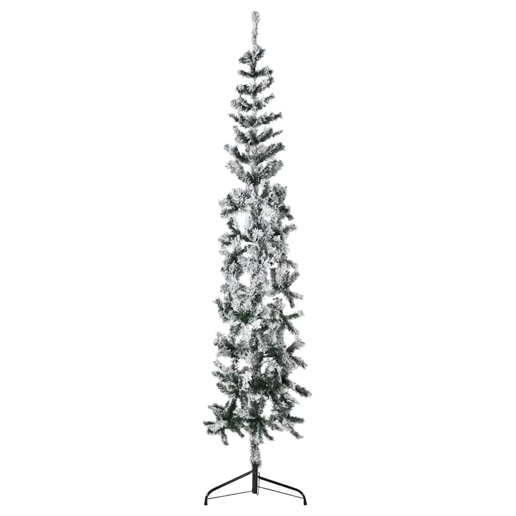 Albero Natale Artificiale Sottile a MetÃ  Neve Fioccata 210 cm