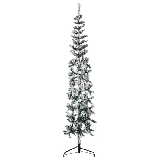 Albero Natale Artificiale Sottile a MetÃ  Neve Fioccata 210 cm