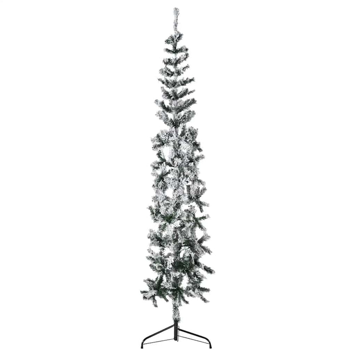 Albero Natale Artificiale Sottile a MetÃ  Neve Fioccata 210 cm