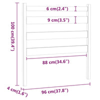 Testiera per Letto Nera 96x4x100 cm in Legno Massello di Pino 818404