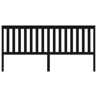 Testiera per Letto Nera 206x6x101 cm in Legno Massello di Pino 818544