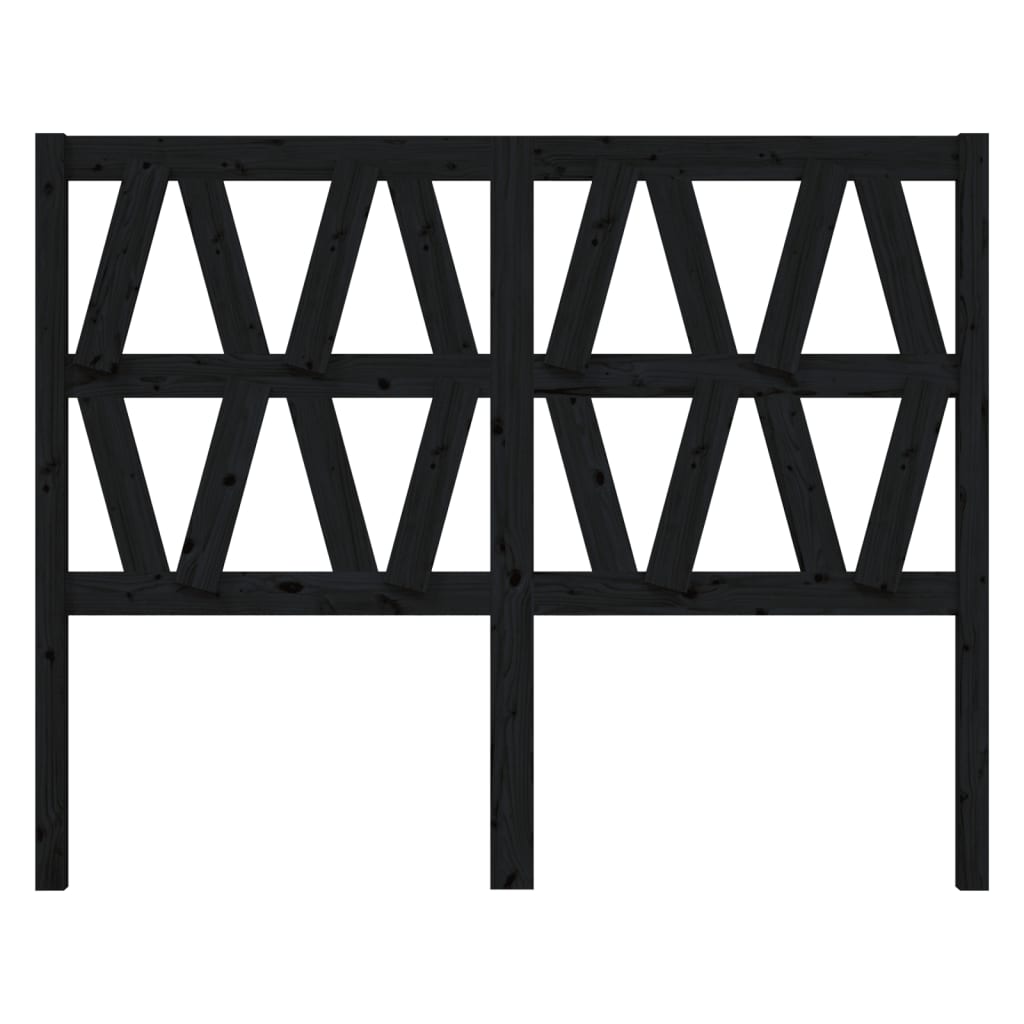 Testiera per Letto Nera 146x4x100 cm in Legno Massello di Pino 818624