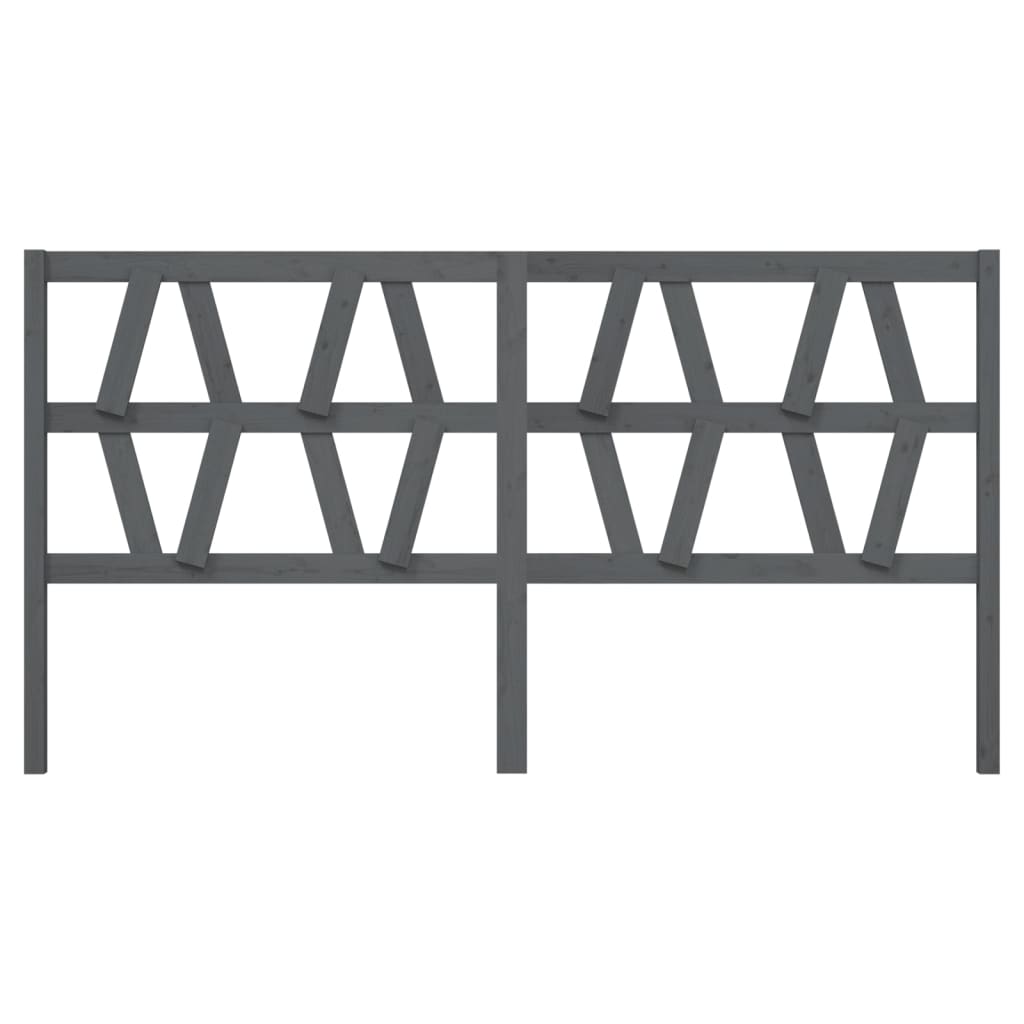 Testiera per Letto Grigia 206x4x100cm in Legno Massello di Pino 818642