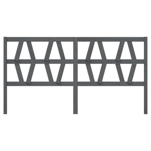 Testiera per Letto Grigia 206x4x100cm in Legno Massello di Pino 818642