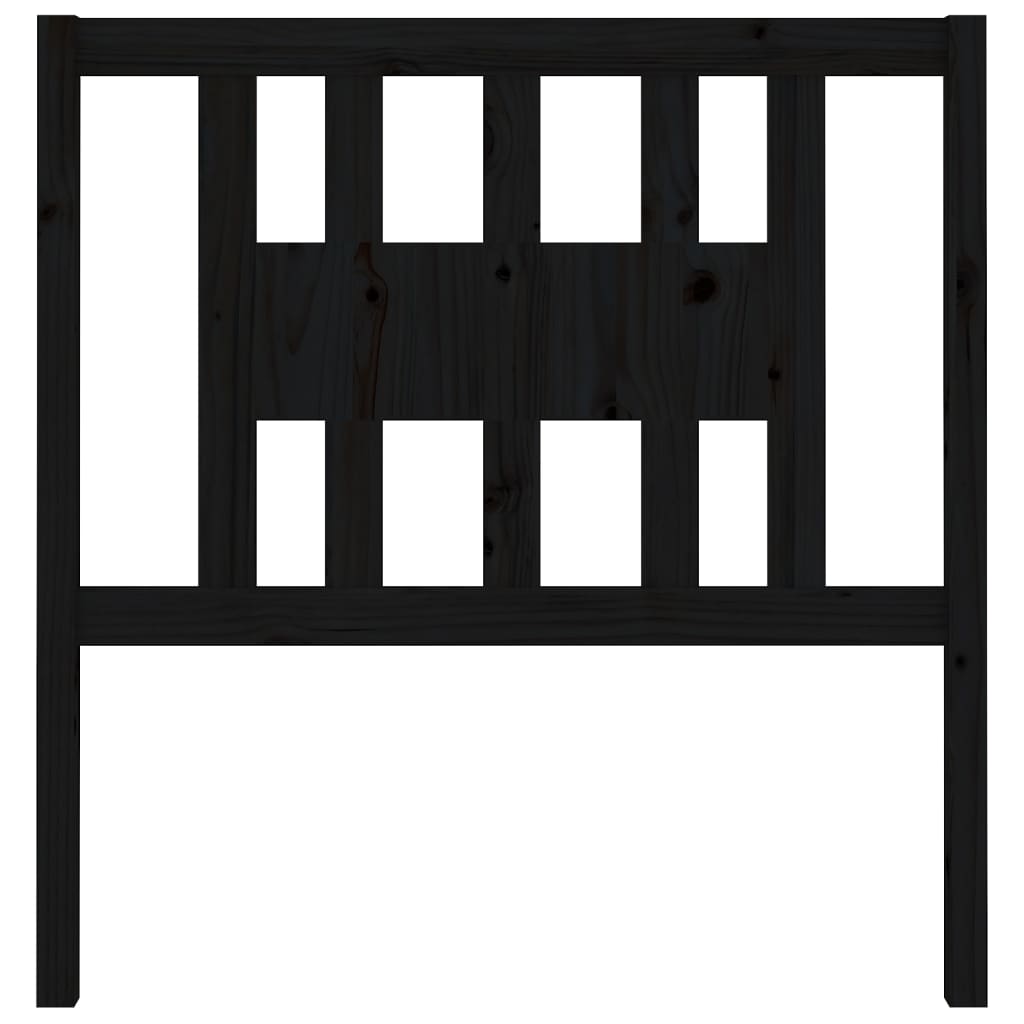 Testiera per Letto Nera 106x4x100 cm in Legno Massello di Pino