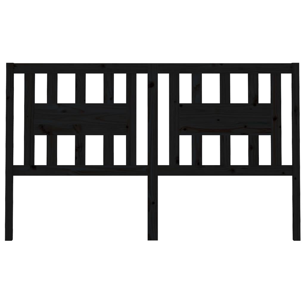 Testiera per Letto Nera 126x4x100 cm in Legno Massello di Pino 818664