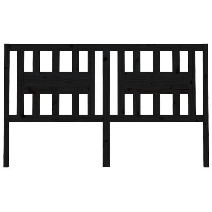 Testiera per Letto Nera 126x4x100 cm in Legno Massello di Pino 818664