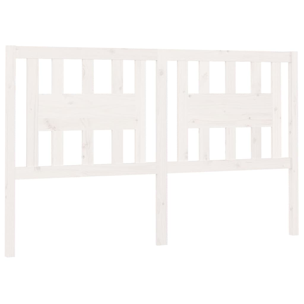 Testiera per Letto Bianca 146x4x100cm in Legno Massello di Pino 818671