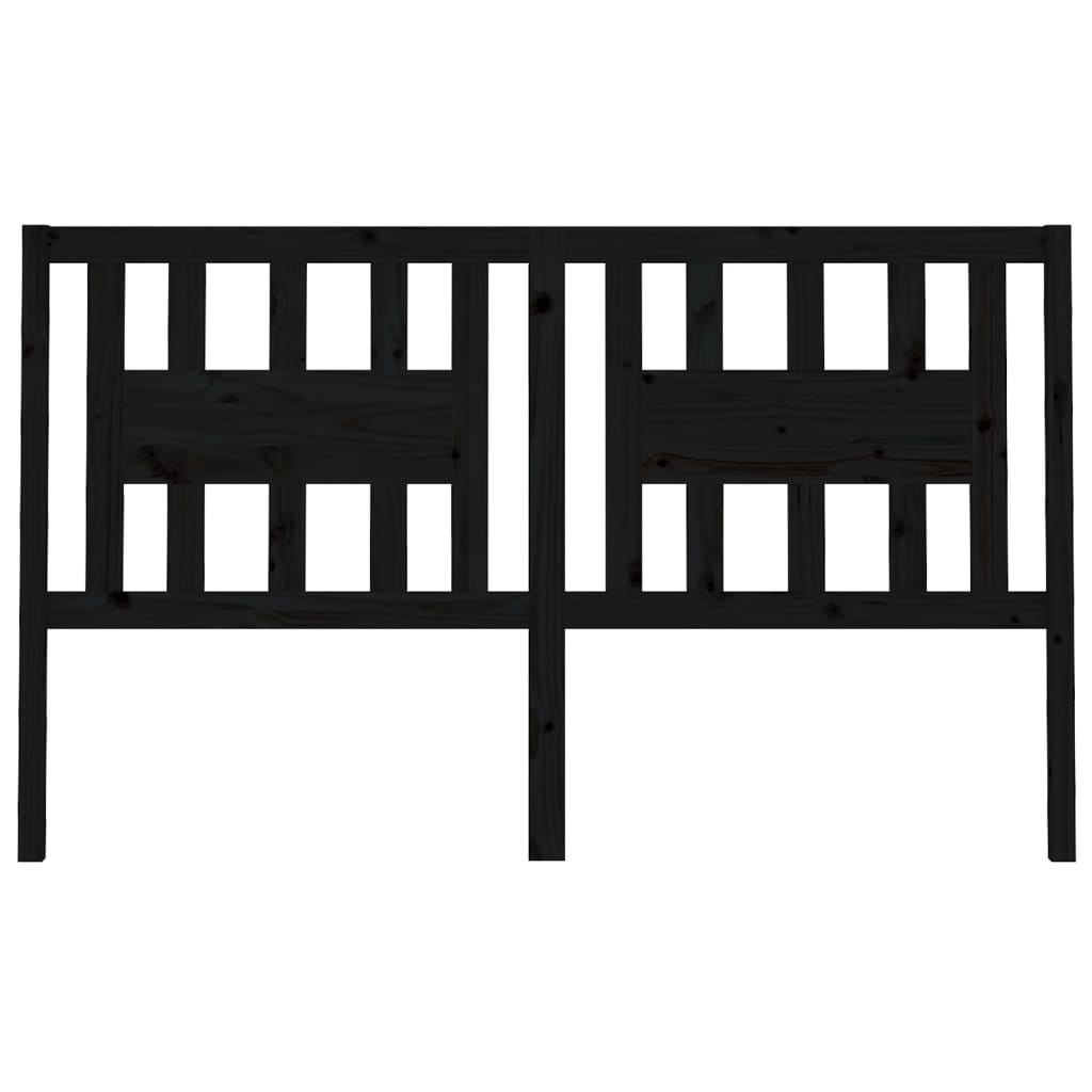 Testiera per Letto Nera 146x4x100 cm in Legno Massello di Pino 818674