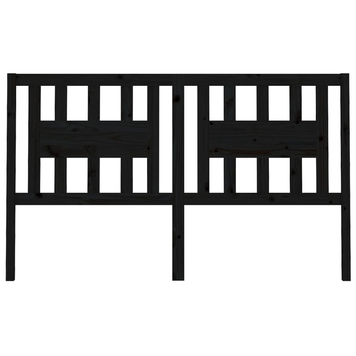 Testiera per Letto Nera 146x4x100 cm in Legno Massello di Pino 818674