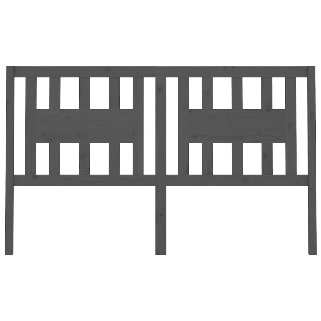 Testiera per Letto Grigia 206x4x100cm in Legno Massello di Pino 818692