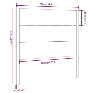 Testiera per Letto Nera 96x4x100 cm in Legno Massello di Pino 818704