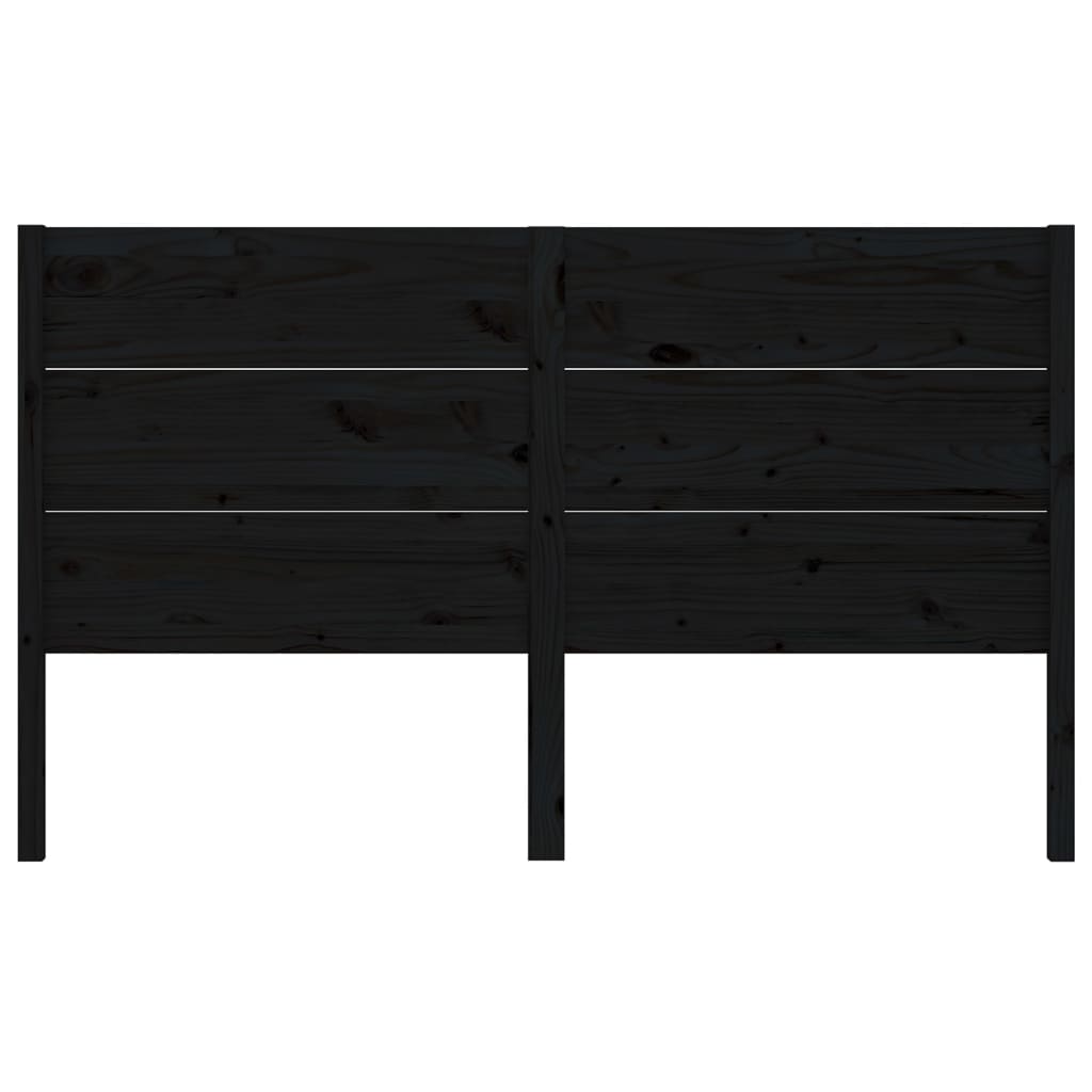 Testiera per Letto Nera 126x4x100 cm in Legno Massello di Pino 818714