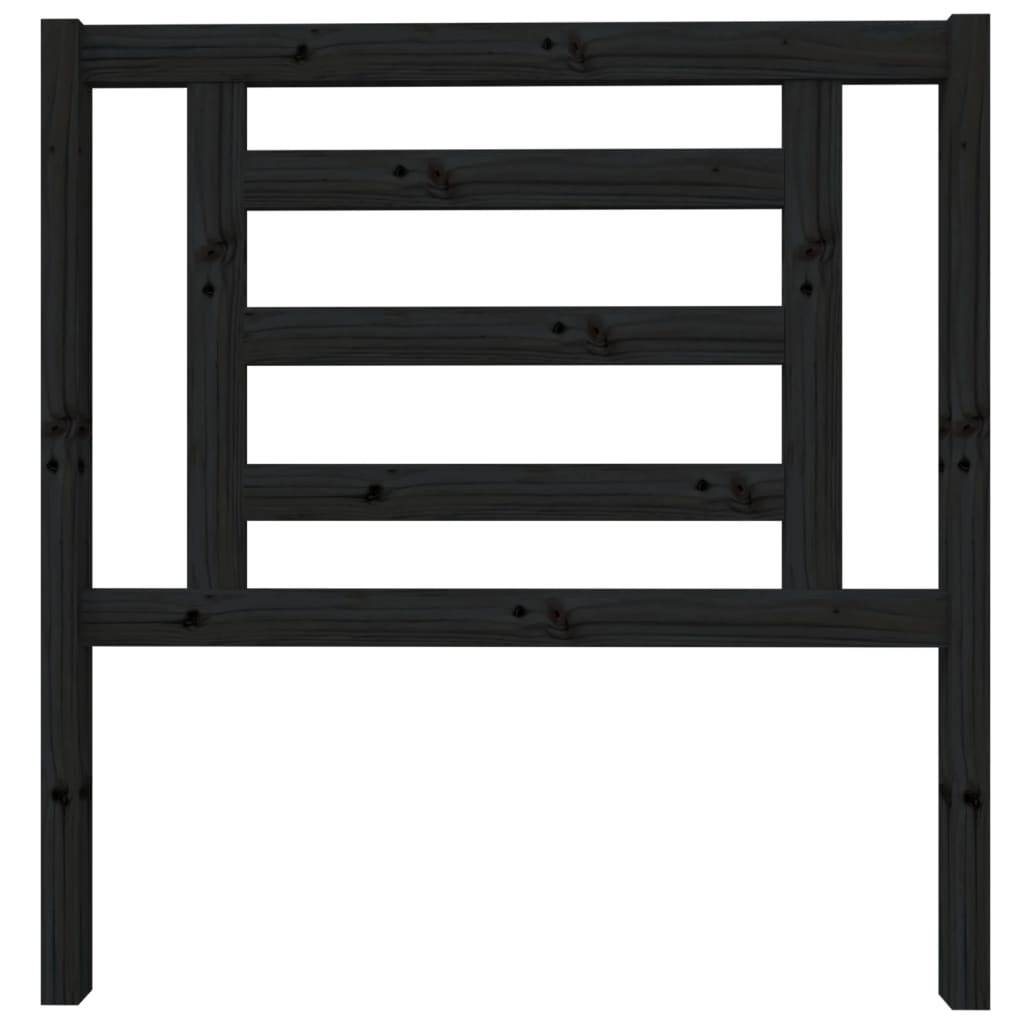 Testiera per Letto Nera 96x4x100 cm in Legno Massello di Pino 818804