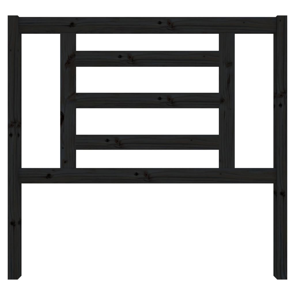 Testiera per Letto Nera 106x4x100 cm in Legno Massello di Pino 818809