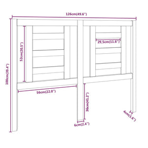 Testiera per Letto Grigia 126x4x100cm in Legno Massello di Pino 818812