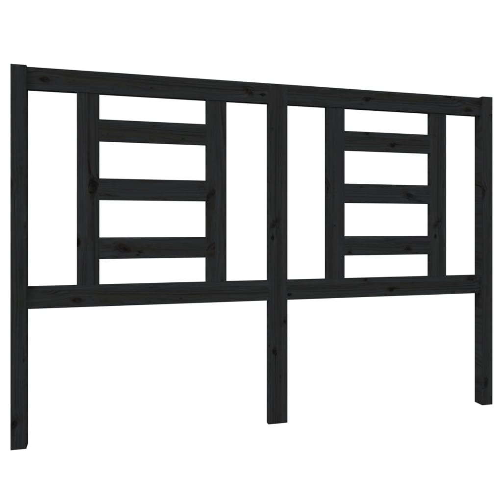 Testiera per Letto Nera 146x4x100 cm in Legno Massello di Pino 818824