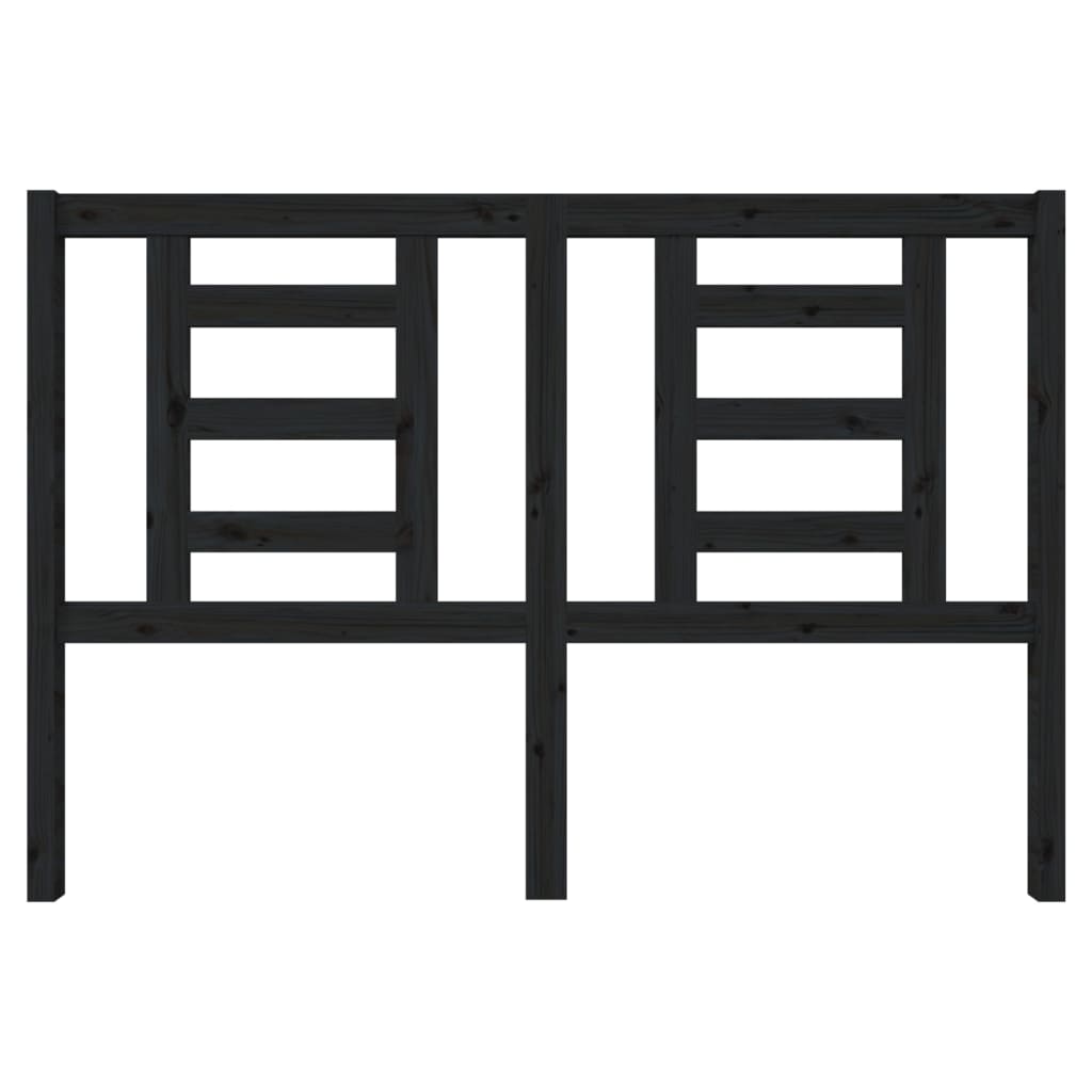 Testiera per Letto Nera 146x4x100 cm in Legno Massello di Pino 818824