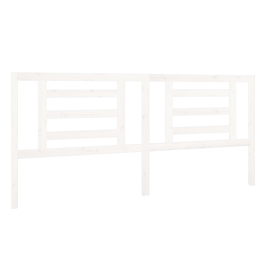 Testiera per Letto Bianca 206x4x100cm in Legno Massello di Pino 818841