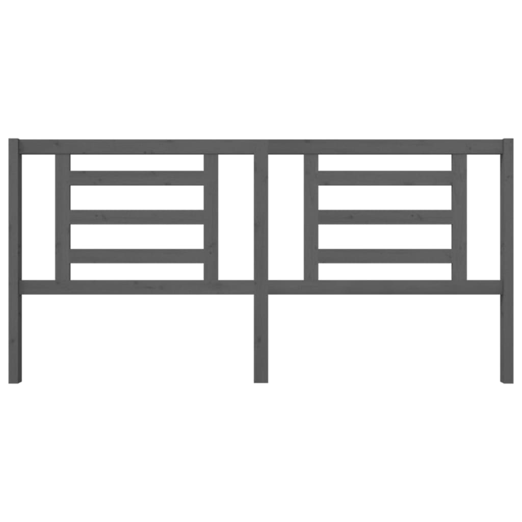 Testiera per Letto Grigia 206x4x100cm in Legno Massello di Pino 818842
