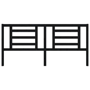 Testiera per Letto Nera 206x4x100 cm in Legno Massello di Pino 818844