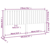 Testiera per Letto 185,5x4x100 cm in Legno Massello di Pino 818885