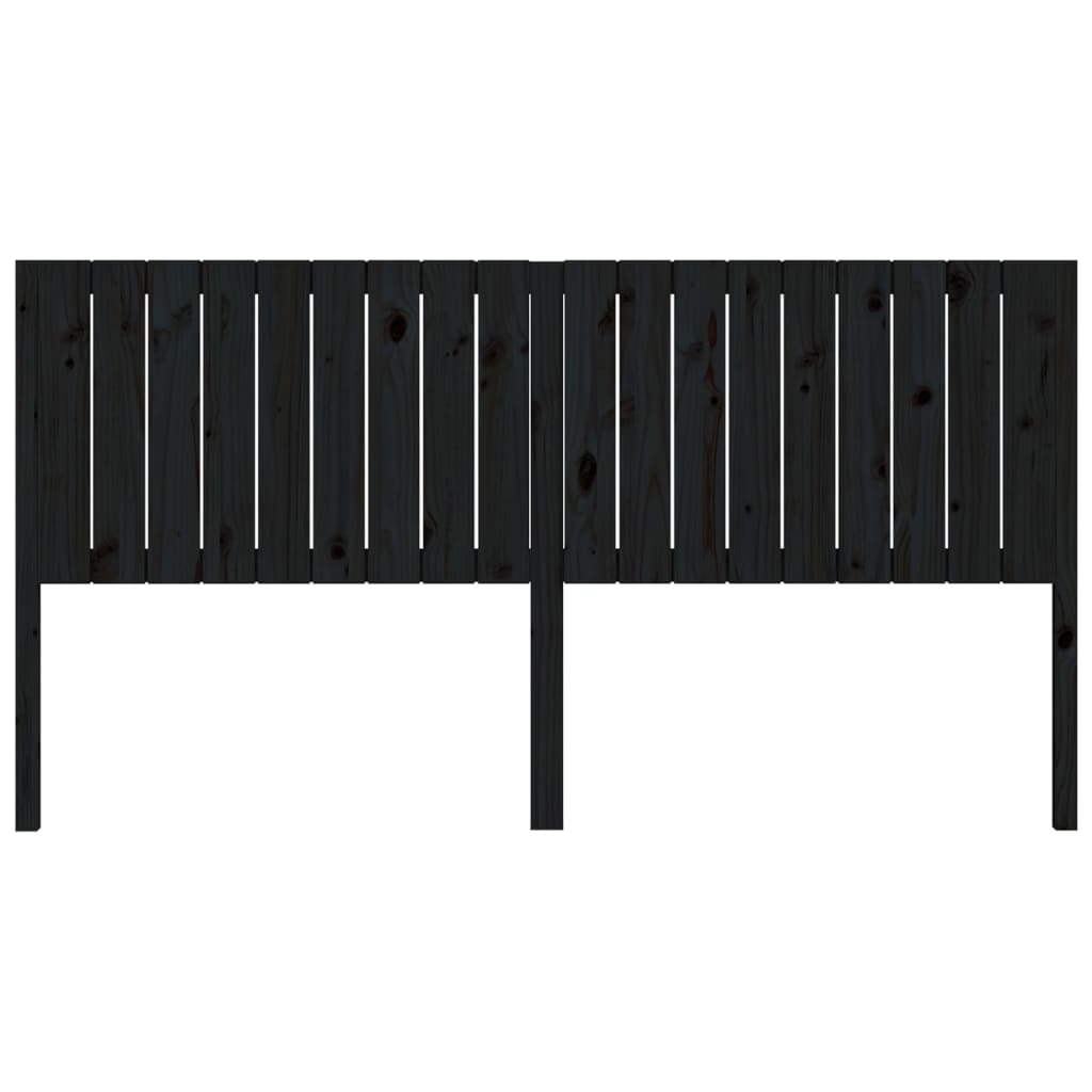 Testiera per Letto Nera 185,5x4x100cm in Legno Massello di Pino