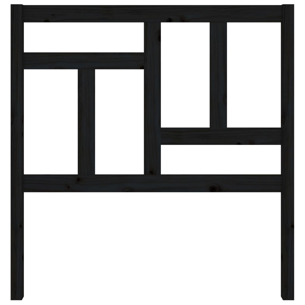 Testiera per Letto Nera 80,5x4x100 cm in Legno Massello di Pino