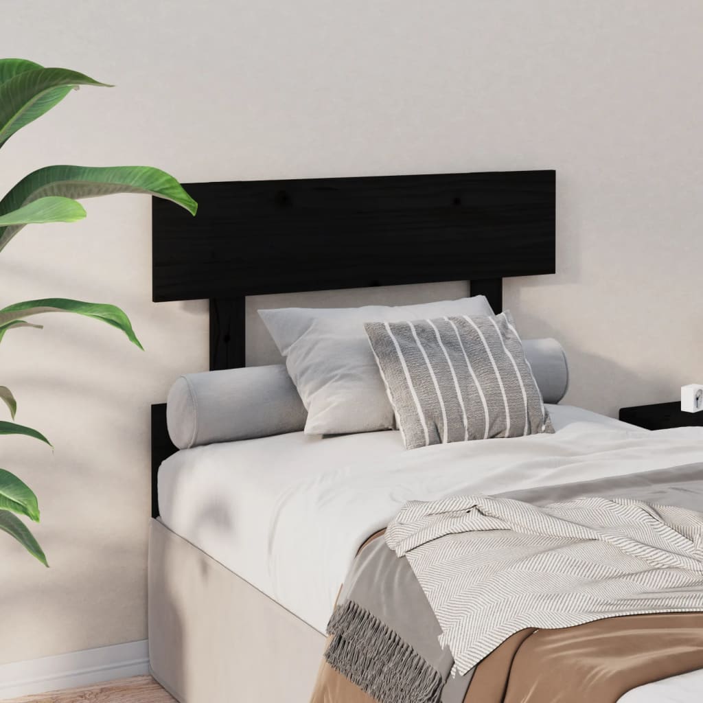 Testiera per Letto Nera 93,5x3x81cm in Legno Massello di Pino 819054