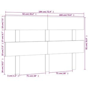 Testiera per Letto 184x3x81 cm in Legno Massello di Pino 819085