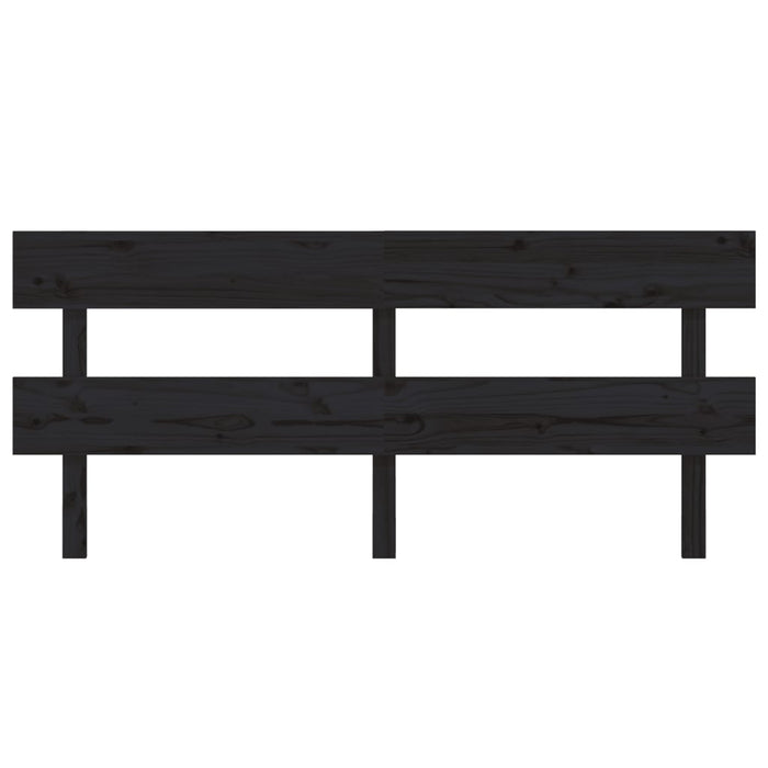 Testiera per Letto Nera 184x3x81 cm in Legno Massello di Pino 819089