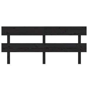 Testiera per Letto Nera 204x3x81 cm in Legno Massello di Pino 819094