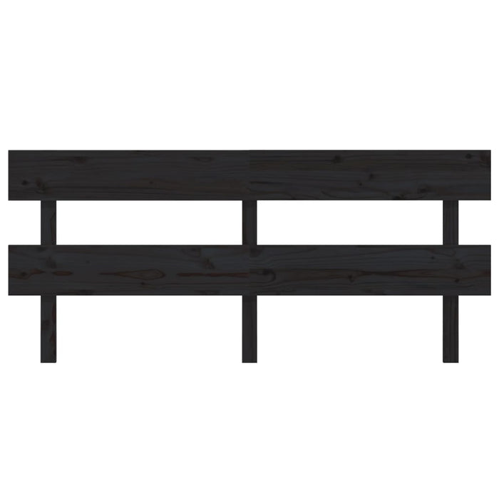 Testiera per Letto Nera 204x3x81 cm in Legno Massello di Pino 819094
