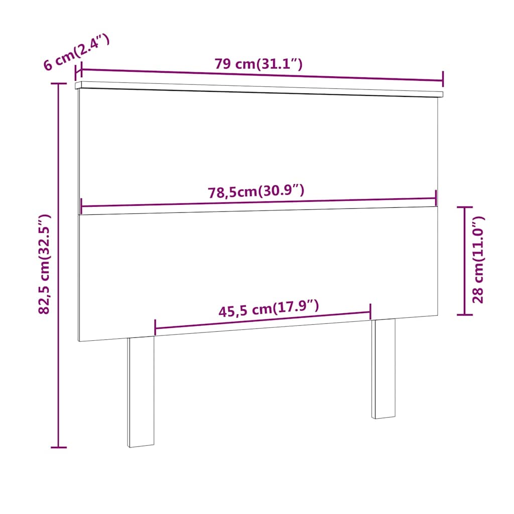 Testiera per Letto 79x6x82,5 cm Legno Massello di Pino