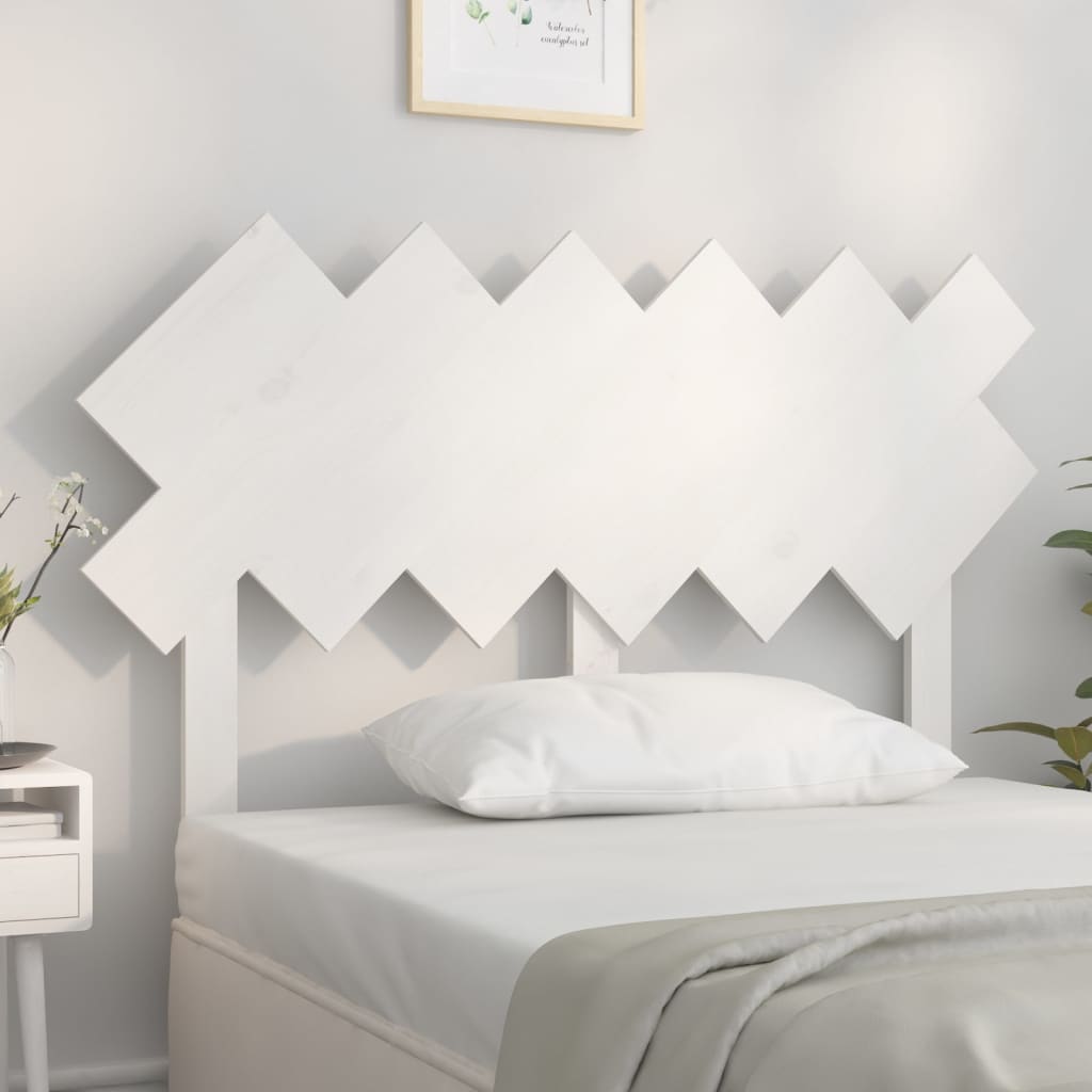 Testiera per Letto Bianca 122,5x3x80,5cm Legno Massello di Pino 819211
