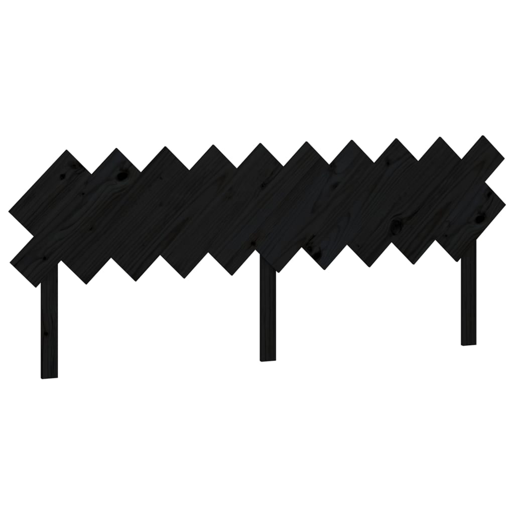 Testiera per Letto Nera 196x3x80,5 cm in Legno Massello di Pino 819244