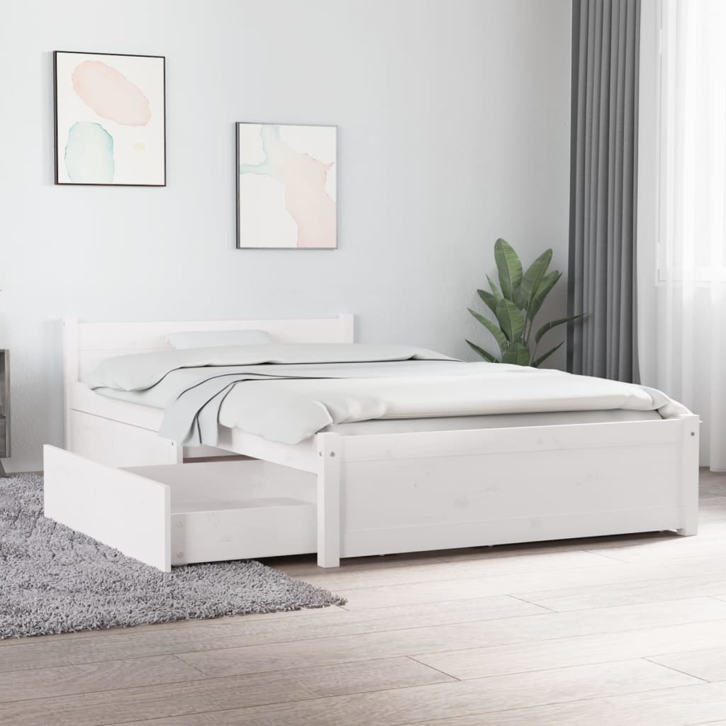 Giroletto con Cassetti-Struttura Letto con contenitore Bianco 100x200 cm 165220
