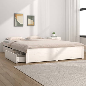 Giroletto con Cassetti-Struttura Letto con contenitore Bianco 200x200 cm 195724