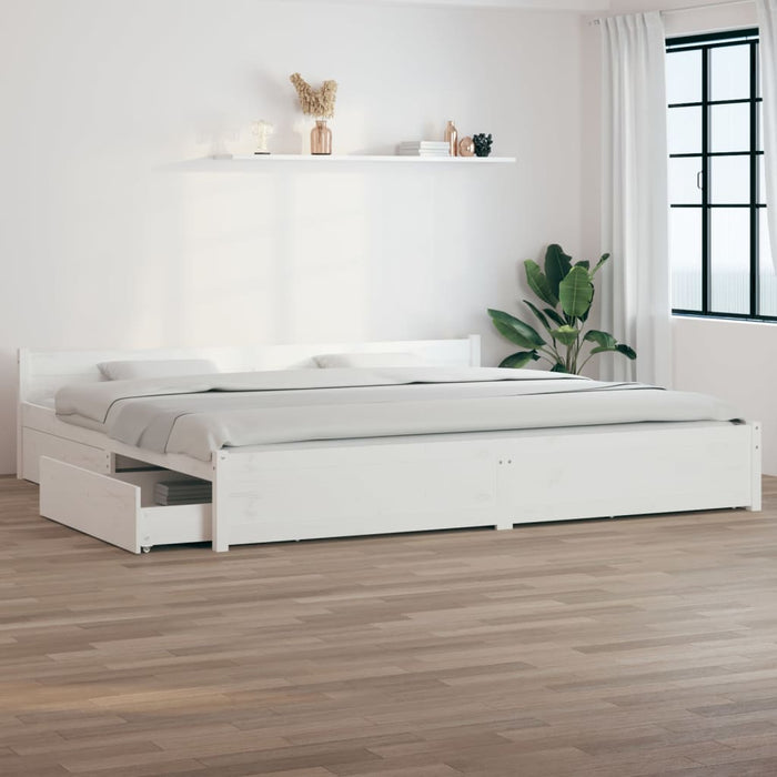 Giroletto con Cassetti-Struttura Letto con contenitore Bianco 200x200 cm 653910