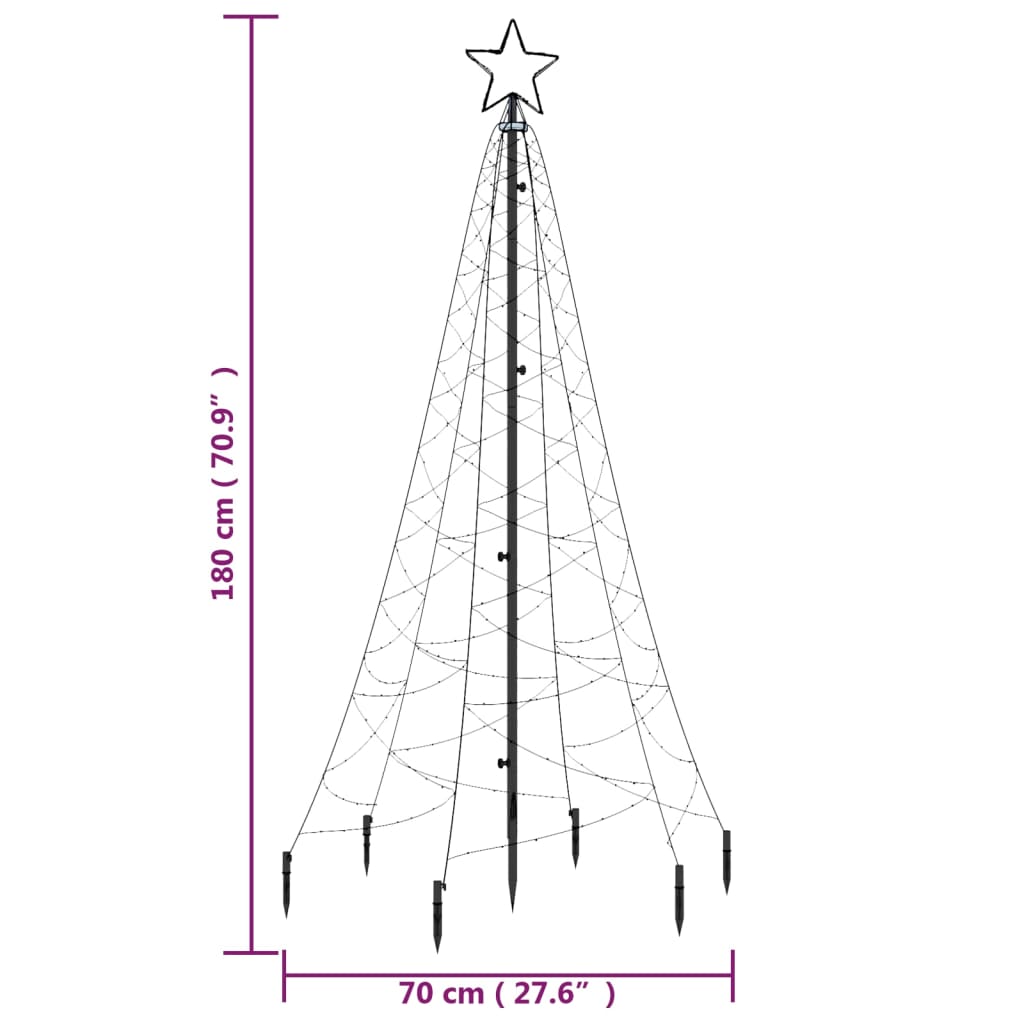 Albero di Natale con Puntale Bianco Freddo 200 LED 180 cm 343567