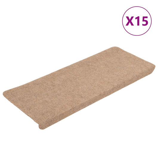 Tappetini Autoadesivi per Scale 15 pz 65x24,5x3,5 cm Beige 343476