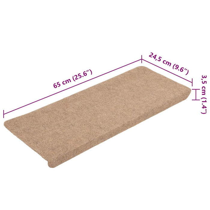 Tappetini Autoadesivi per Scale 15 pz 65x24,5x3,5 cm Beige 343476